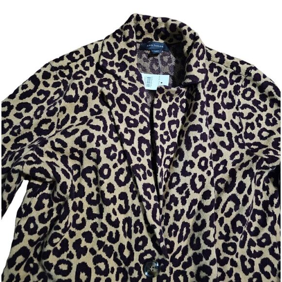 Women's ANN TAYLOR Animal Print Cardigan Sweater Small - Picture 2 of 5